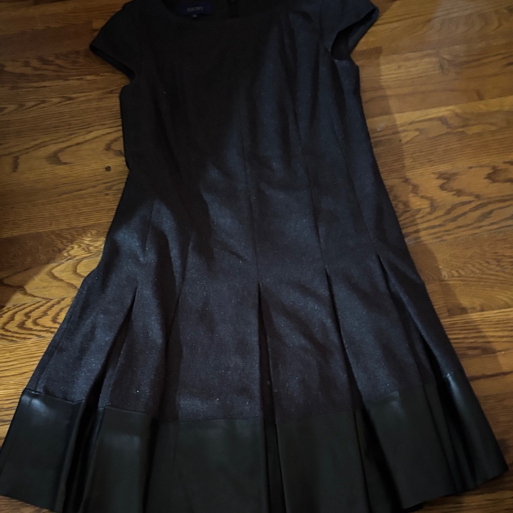 Black Midi Dress with Faux Leather Hem